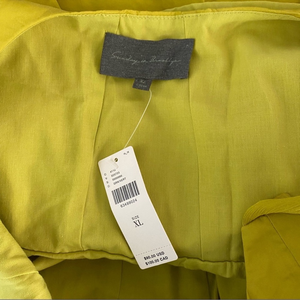 πͺ² NWT Anthropologie Sunday in Brooklyn chartreuse peplum ribbon XL tank top - Picture 7 of 10